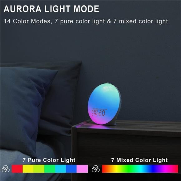 Wake Up Light Sunrise Alarm Clock for Kids, Heavy Sleepers, Bedroom, Upgraded - Picture 3 of 6